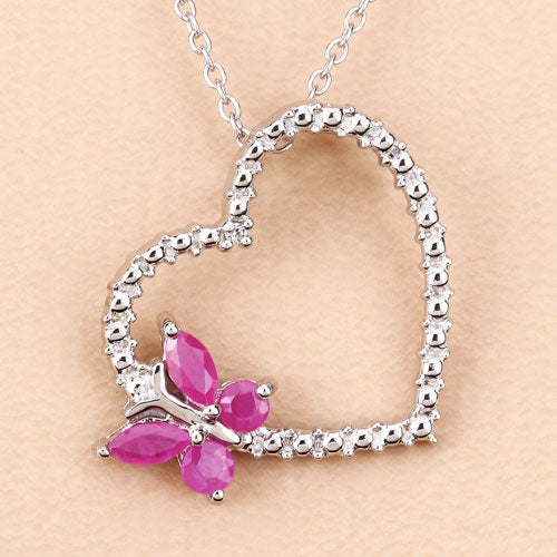 Pendentif en rubis de 0,52 carat et saphir blanc créé en argent sterling