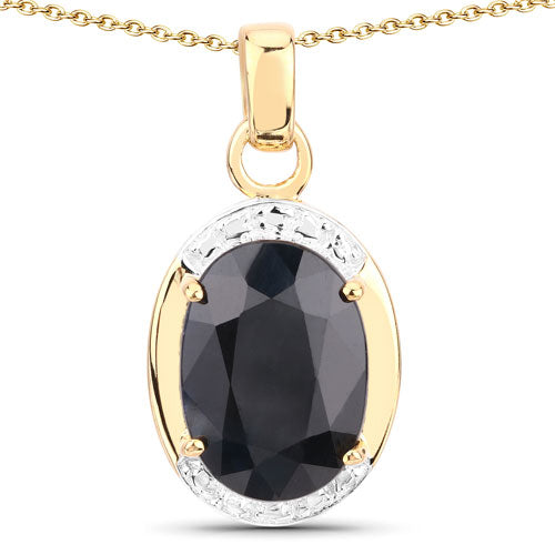 Colgante de Zafiro Negro Genuino de 7.50 Quilates en Plata de Ley
