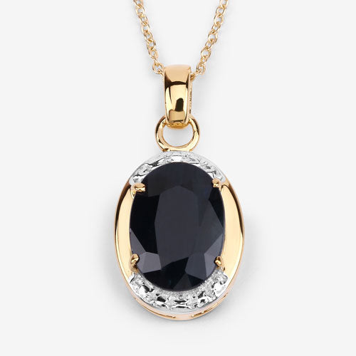Colgante de Zafiro Negro Genuino de 7.50 Quilates en Plata de Ley