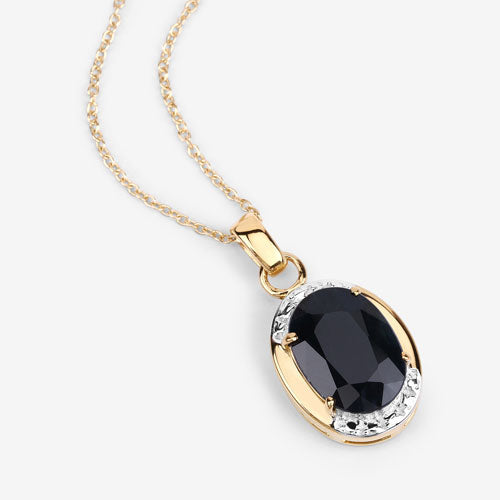 Colgante de Zafiro Negro Genuino de 7.50 Quilates en Plata de Ley