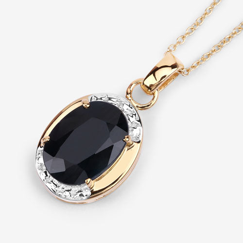 Colgante de Zafiro Negro Genuino de 7.50 Quilates en Plata de Ley