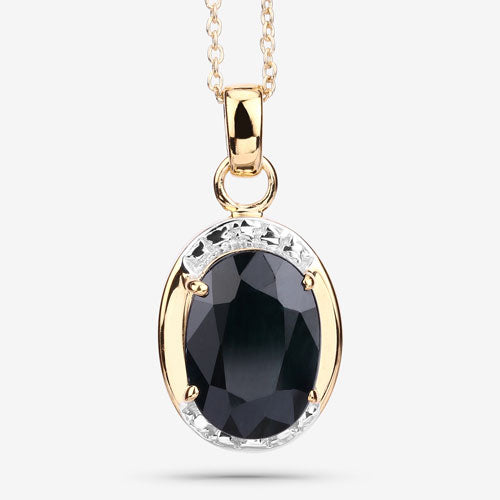 Colgante de Zafiro Negro Genuino de 7.50 Quilates en Plata de Ley
