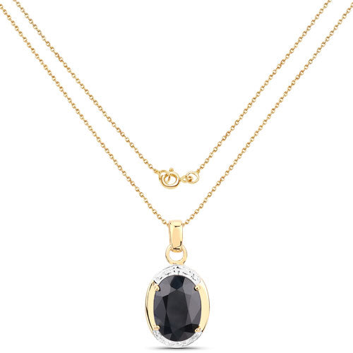 Colgante de Zafiro Negro Genuino de 7.50 Quilates en Plata de Ley