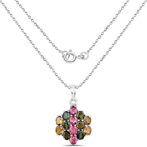 Pendentif élégant en tourmaline de 4,34 carats et en argent sterling