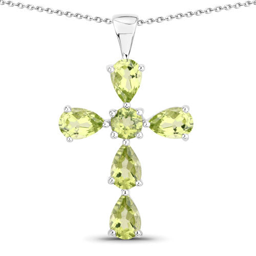 Elegant 2.24 Carat Genuine Peridot Sterling Silver Pendant