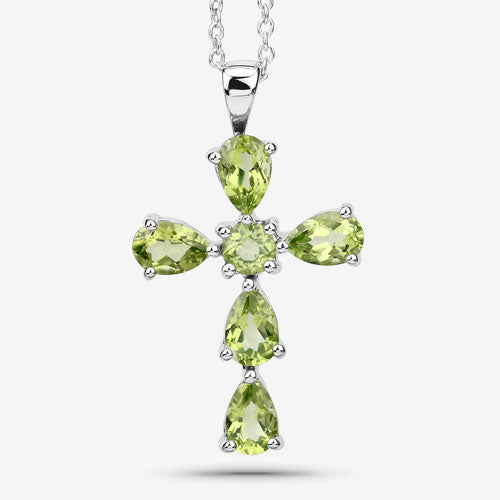 Elegant 2.24 Carat Genuine Peridot Sterling Silver Pendant