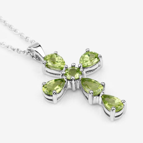 Elegant 2.24 Carat Genuine Peridot Sterling Silver Pendant