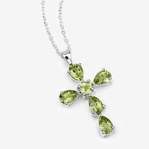 Elegant 2.24 Carat Genuine Peridot Sterling Silver Pendant