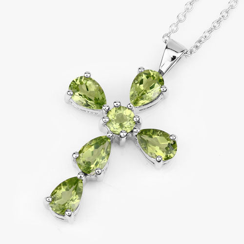 Elegant 2.24 Carat Genuine Peridot Sterling Silver Pendant