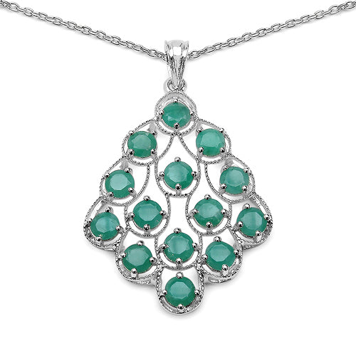 6.02 Carat Genuine Emerald Pendant in .925 Sterling Silver