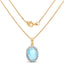 Pendentif en Larimar et Topaze Blanche Plaqué Or Jaune 14K