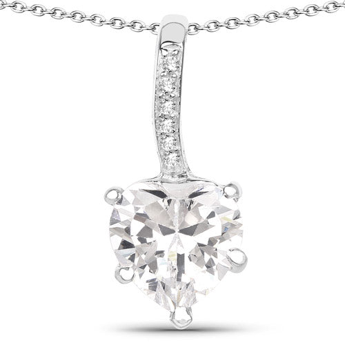 Colgante de Circonita Blanca Genuina de 4.46 Quilates en Plata de Ley