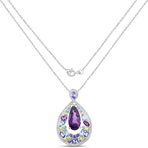 Pendentif en argent sterling .925 de 6,40 carats avec pierres multi-stones