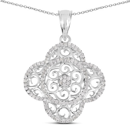 Pendentif en diamant blanc véritable de 0,57 carat en argent sterling