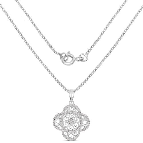 Pendentif en diamant blanc véritable de 0,57 carat en argent sterling