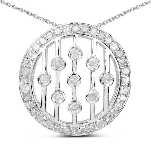 Pendentif en diamant blanc véritable de 0,53 carat en argent sterling .925
