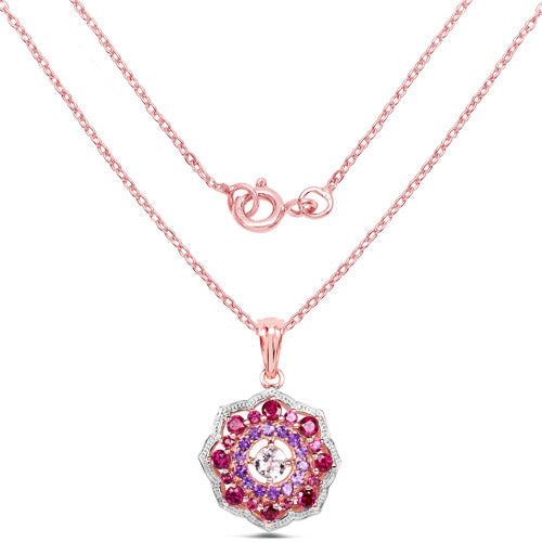 Colgante de Morganita, Rodolita y Amatista Bañado en Oro Rosa de 14K