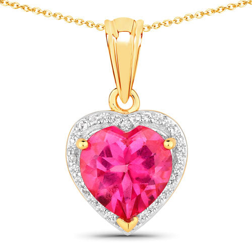 Pendentif en argent sterling avec topaze rose et topaze blanche de 4,74 carats