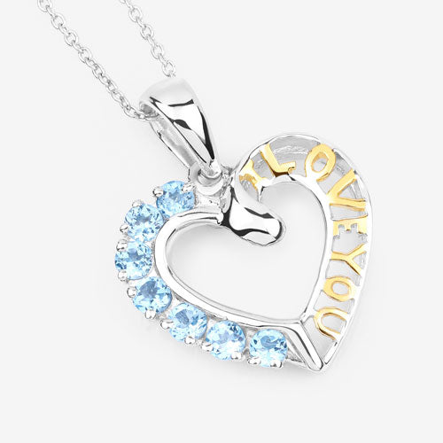 Colgante de Topacio Azul Suizo Genuino de 0.84 Quilates en Plata Esterlina