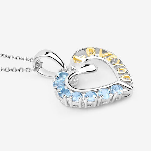 Colgante de Topacio Azul Suizo Genuino de 0.84 Quilates en Plata Esterlina