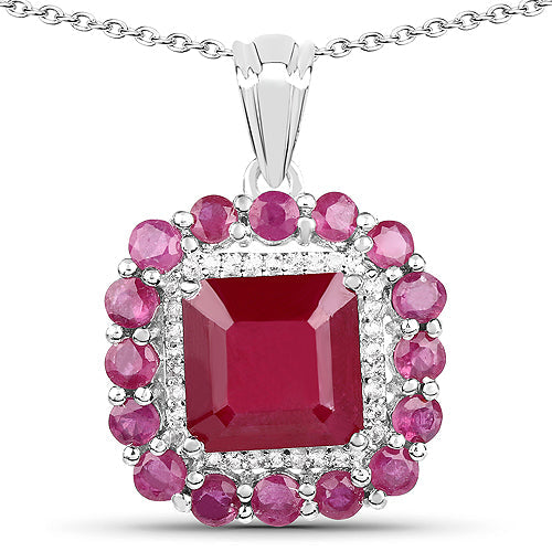 8.48 Carat Ruby and White Topaz Sterling Silver Pendant