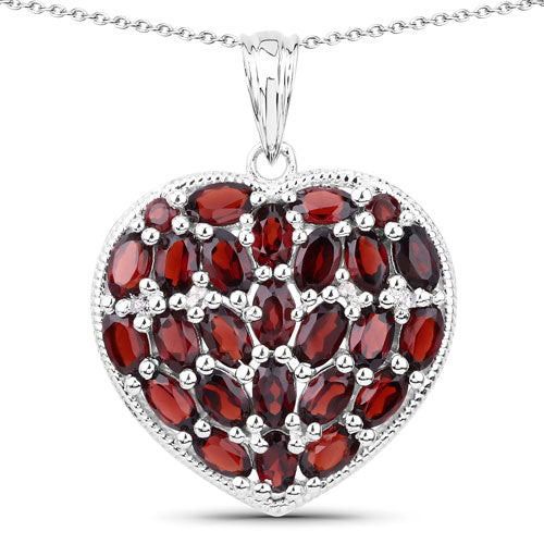 Pendentif en grenat véritable de 6,98 carats et topaze blanche en argent sterling