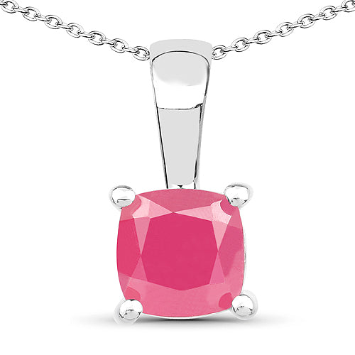 Pendentif élégant en émeraude et rubis de 1,80 carat en argent sterling
