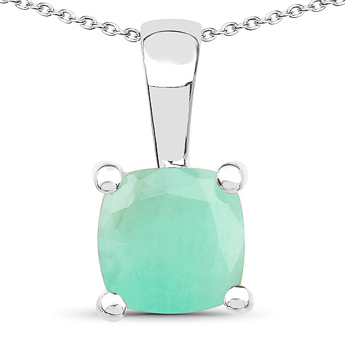 Elegante colgante de esmeralda, rubí y zafiro de 3.00 quilates en plata esterlina