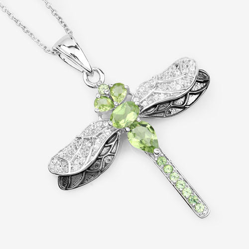 Pendentif en argent sterling avec péridot et topaze blanche de 1,98 carat