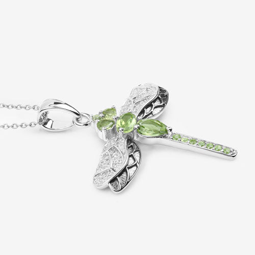 Pendentif en argent sterling avec péridot et topaze blanche de 1,98 carat