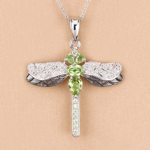 Pendentif en argent sterling avec péridot et topaze blanche de 1,98 carat