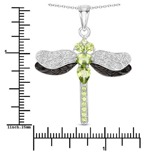 Pendentif en argent sterling avec péridot et topaze blanche de 1,98 carat