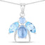9.06 Carat Genuine Blue Topaz & White Topaz Sterling Silver Pendant