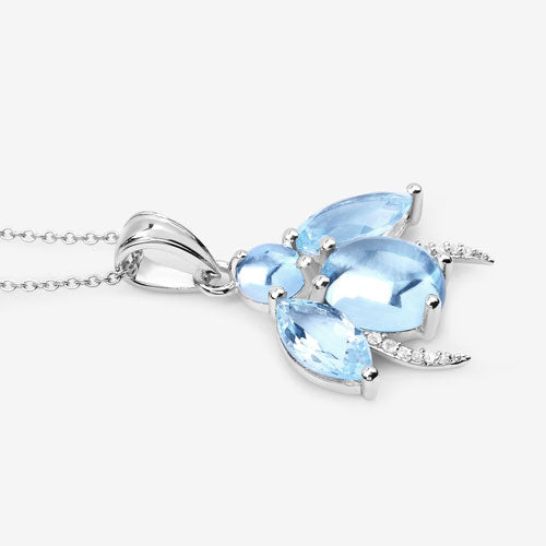 9.06 Carat Genuine Blue Topaz & White Topaz Sterling Silver Pendant