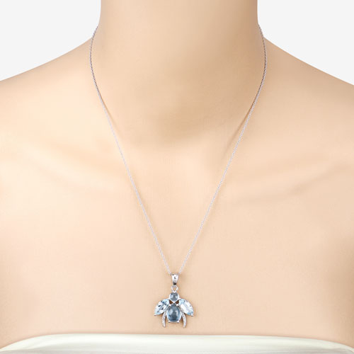 9.06 Carat Genuine Blue Topaz & White Topaz Sterling Silver Pendant