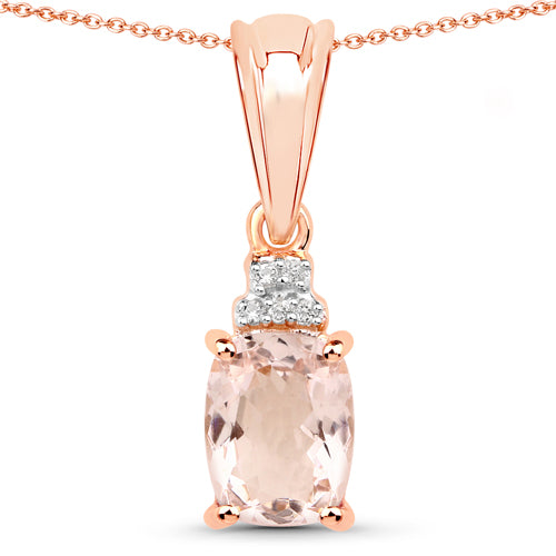 Pendentif en morganite véritable de 1,12 carat et topaze blanche en argent sterling