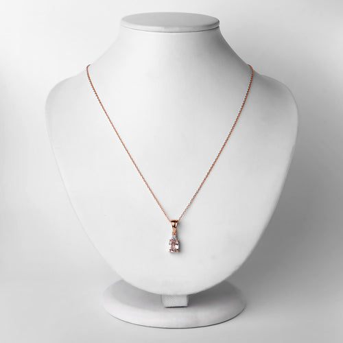 Pendentif en morganite véritable de 1,12 carat et topaze blanche en argent sterling