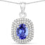 Pendentif en Tanzanite et Diamant Blanc de 1,41 Carat en Or Blanc 14K