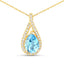 0.89 Carat Swiss Blue Topaz & Diamond 14K Gold Pendant