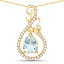 Pendentif en or jaune 14K avec aquamarine et diamant de 0,76 carat