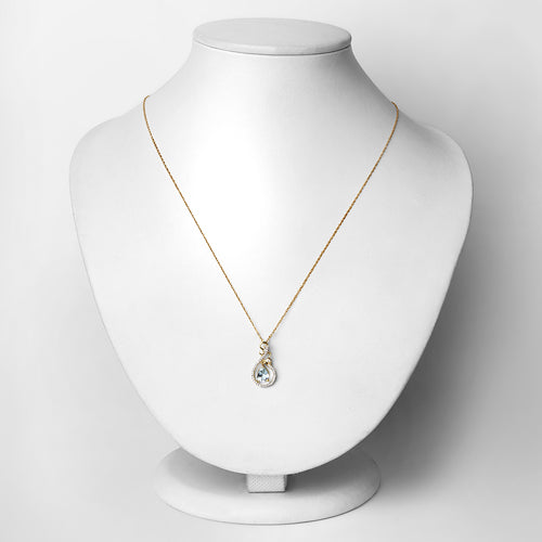 Pendentif en or jaune 14K avec aquamarine et diamant de 0,76 carat