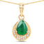 Pendentif en or 14K avec émeraude zambienne et diamant de 0,89 carat