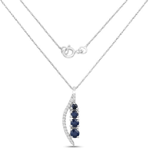 Pendentif en or blanc 14K avec saphir bleu et diamant de 0,40 carat