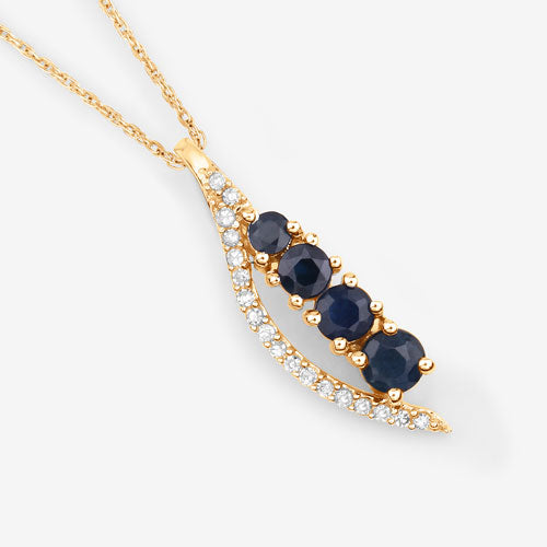 Pendentif en or jaune 14K avec saphir bleu et diamant de 0,40 carat