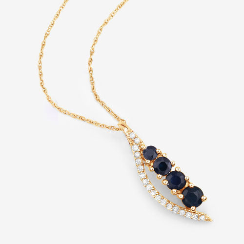 Pendentif en or jaune 14K avec saphir bleu et diamant de 0,40 carat