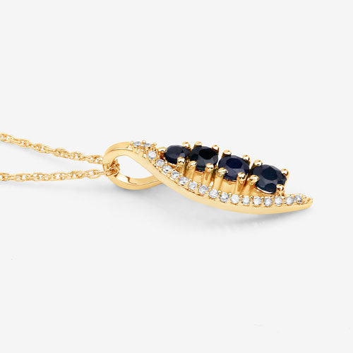 Pendentif en or jaune 14K avec saphir bleu et diamant de 0,40 carat
