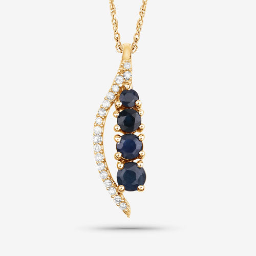 Pendentif en or jaune 14K avec saphir bleu et diamant de 0,40 carat