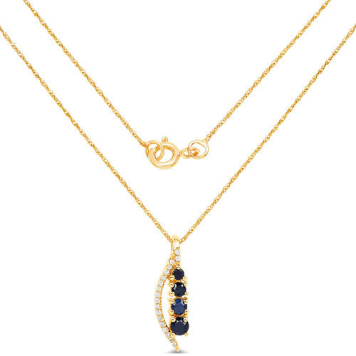 Pendentif en or jaune 14K avec saphir bleu et diamant de 0,40 carat