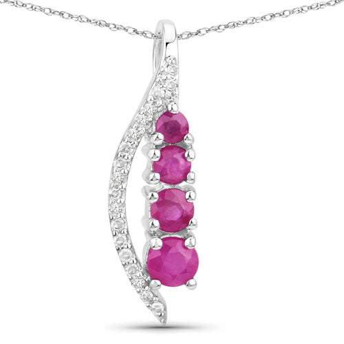 Colgante de Rubí y Diamante Blanco de 0.43 Quilates en Oro Blanco de 14K