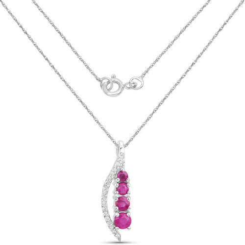 Colgante de Rubí y Diamante Blanco de 0.43 Quilates en Oro Blanco de 14K
